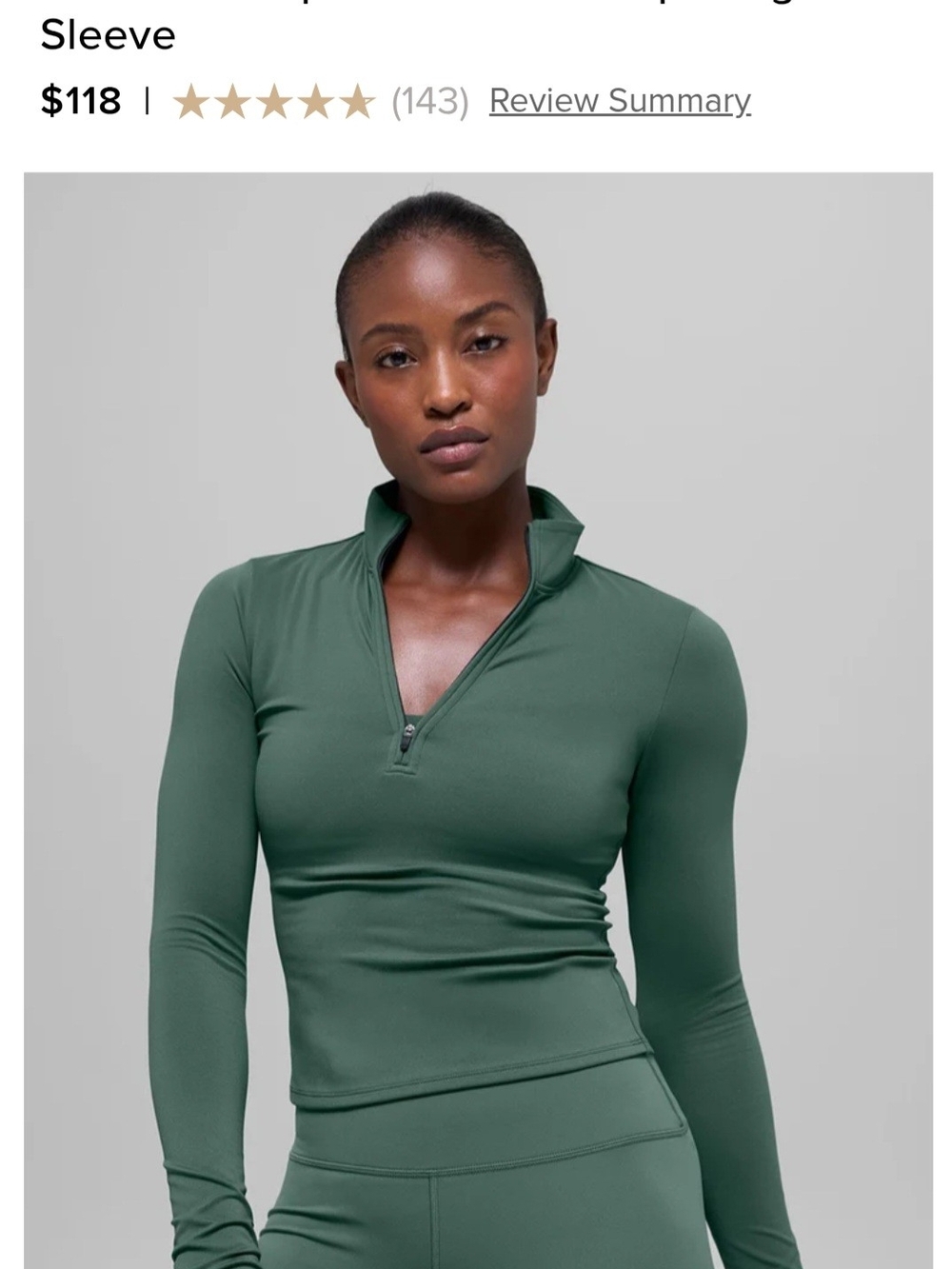 Women’s Long Sleeve Half-Zip Top in Forest Green